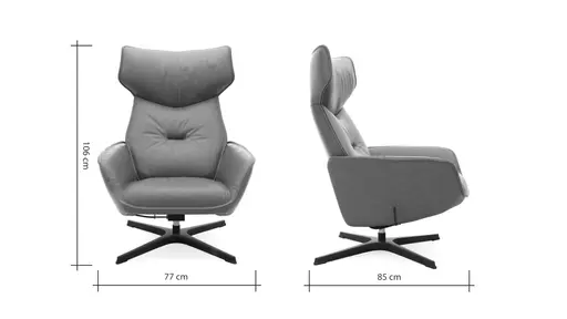 Relaxsessel Helge - Leder, Silber