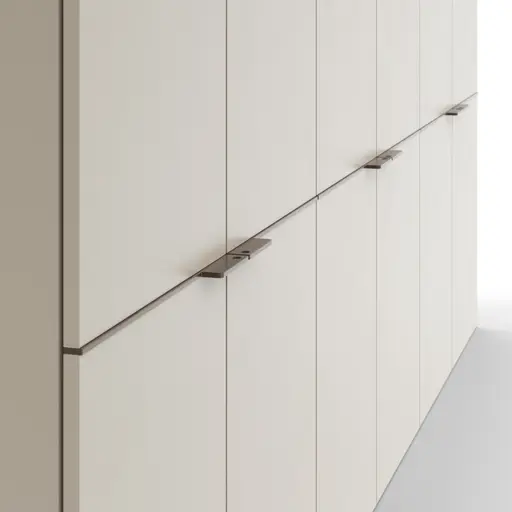 Drehtürenschrank Matera - BHT ca. 301x235x60 cm, Lack Matt, Muschelgrau, Griffe Coffee