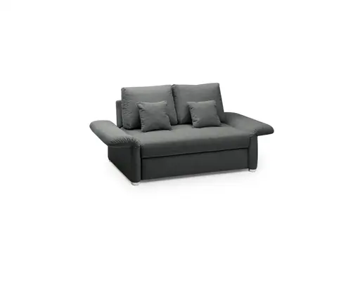Sofa JORDEN - 1,5-Sitzer inkl. Schlaffunktion mit Bettkasten, verstellbare Armlehnen, Stoff, Dunkelgrau