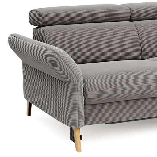 Sofa Maryville - 2,5-Sitzer mit Eckelement und Abschlussteil medium rechts, inkl. Schlaffunktion, Stauraum, Armlehne/Kopfteil verstellbar, Stoff, Grau