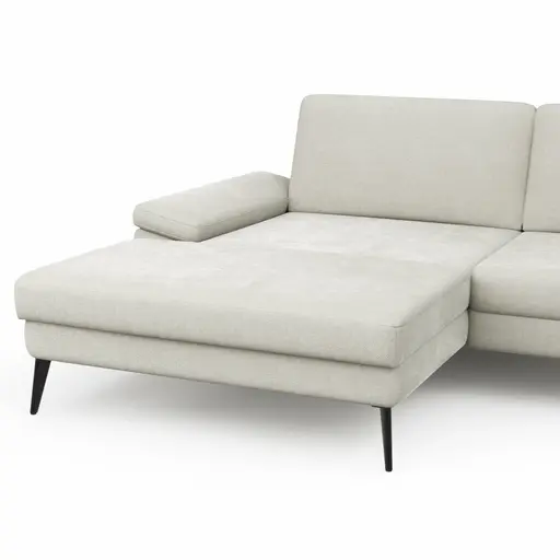 Ecksofa Houston - Longchair groß links mit 1,75-Sitzer, inkl. Sitztiefenverstellung und Armlehne klappbar, Stoff, Natur