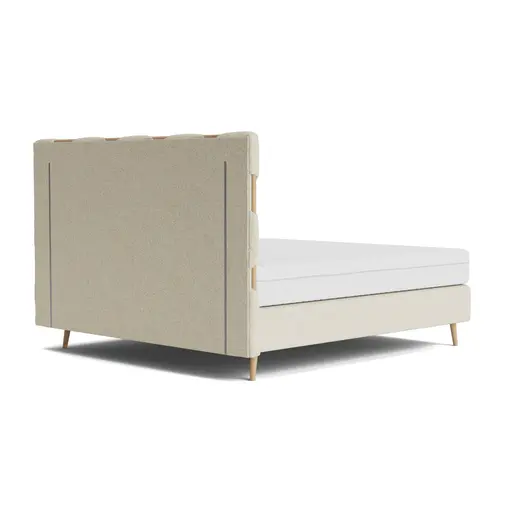Boxspringbett Soria - Liegefläche ca. 180x200 cm, inkl. Schaumfederkern, Stoff, Ecru
