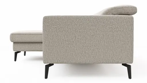 Ecksofa Rafaela 2.0 - Longchair mit 2,5-Sitzer rechts inkl. Kopfteilverstellung, Stoff, Champagner