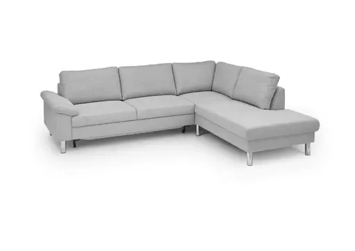 Ecksofa COOL - 2,5-Sitzer mit Ecke rechts, Querschläfer, Stoff, Hellgrau