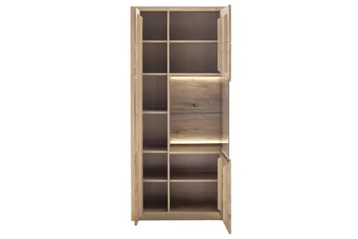 Vitrine - B ca. 92 cm, Eiche Nachbildung, Eiche massiv geölt