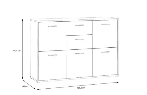 Kommode FABIENNE- Dunkelgrau, Eiche Dekor
