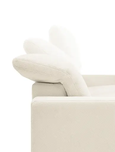 Ecksofa - CALM FLEX 2.0, 3-Sitzer mit Longchari rechts, Kopfteil verstellbar, Stoff, Weiß