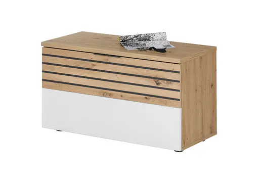 Schuhbank - B ca. 85 cm, Artisan Eiche Nachbildung, Weiß