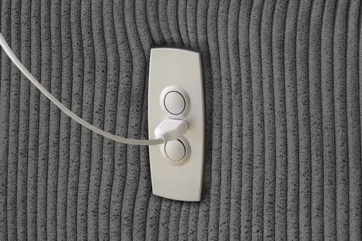 Ecksofa JAROM - 3-Sitzer, Ecke rechts inkl. Relaxfunktion (motorisch) und Kopfteil verstellbar, Stoff, Grau