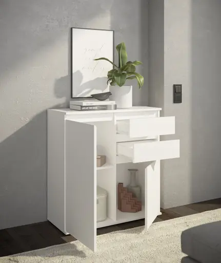 Kommode - B ca. 80 cm, Weiß