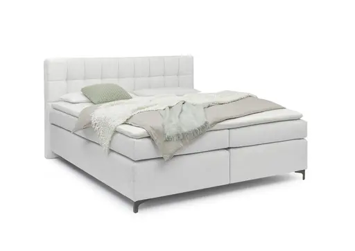 Boxspringbett HINDA- Liegefläche ca. 180x200 cm, Stoff, Hellgrau, Bonell, Inkl. Topper