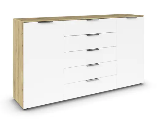 Kommode RIPP- Eiche Dekor, Weiß