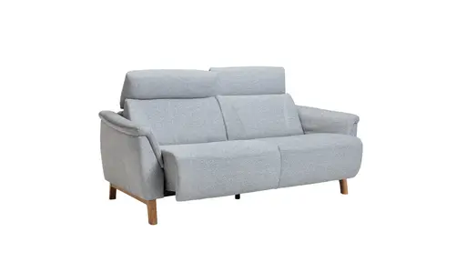 Sofa Nevin - 2,5-Sitzer inkl. Sitzvorzug (motorisch) und Kopfpolsterverstellung, Stoff, Silbergrau