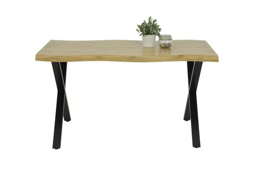 Esstisch - LB ca. 140x90 cm, Wildeiche Nachbildung, Schwarz, Baumkante