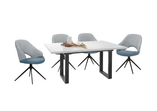Esstisch - ausziehbar, LB ca. 140x90 cm, Weiß, Schwarz