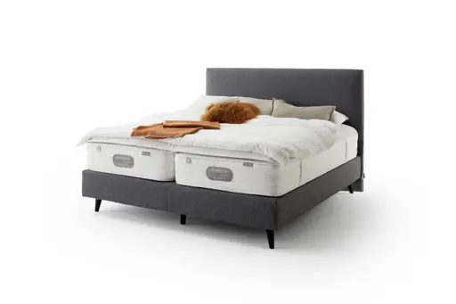 Boxspringbett Navelli 1 - Liegefläche ca. 180x200 cm, Stoff, Grau