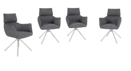 Armlehnstuhl MASHA - drehbar, Stoff, Grau