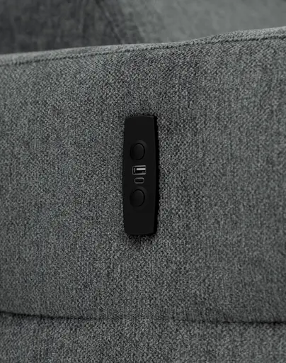 Ecksofa JANKO - 1-Sitzer mit Longchair rechts, Relaxfunktion motorisch, Stoff, Dunkelgrau