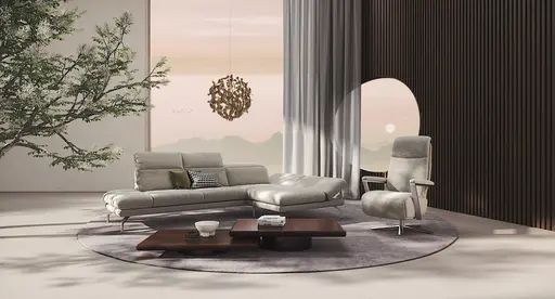   Drehsessel Enno Lazyline - Größe L inkl. Relaxfunktion, Stoff, Silber