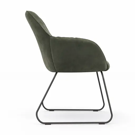 Armlehnstuhl Noli - Stoff, Dunkelgrün, Kufe