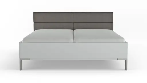 Bett Viana - Liegefläche ca. 180x200 cm, Holzwerkstoff Weiß, Kunstleder Anthrazit