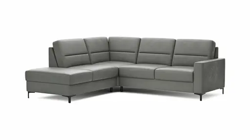 Ecksofa Merlos H. - Ecke links mit 2,5-Sitzer rechts, Leder, Graubraun