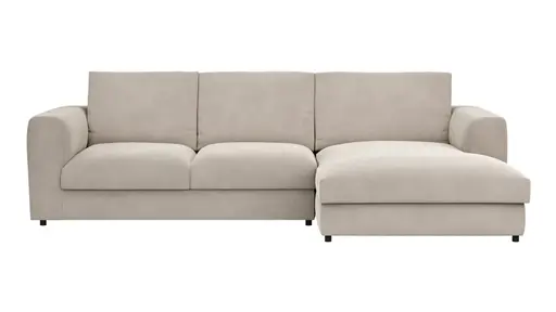 Ecksofa Stormy - 2,5-Sitzer mit Longchair rechts, Stoff, Creme