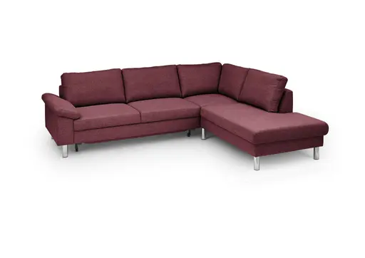 Ecksofa COOL - 2,5-Sitzer mit Ecke rechts, Querschläfer, Stoff, Burgund