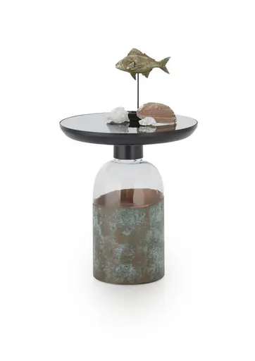 Beistelltisch - Ø/H ca. 50x54 cm, Schwarz, Patina Base