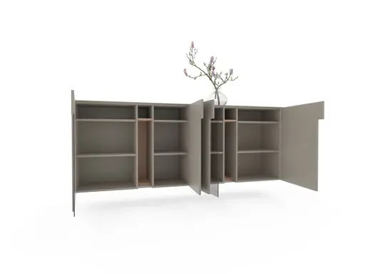 Sideboard 3900 -  Hängend inklusive Beleuchtung, Lack matt, Hellgrau