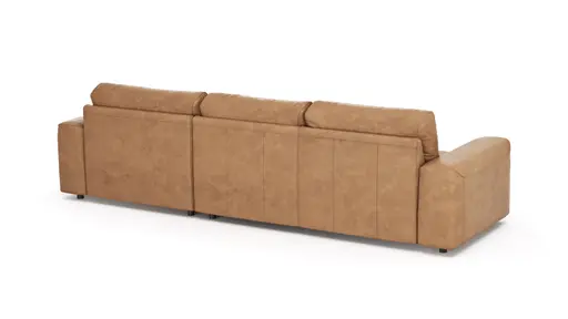 Ecksofa Balok - 2,5-Sitzer mit Longchair groß rechts, Leder, Cognac