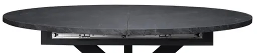 Esstisch - ausziehbar, Ø/H ca. 130x79 cm, Keramikoptik grau, Schwarz