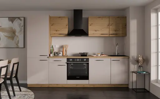 Küchenblock- ohne E-Geräte, B ca. 280 cm, Eiche Dekor, Kaschmir, Matt