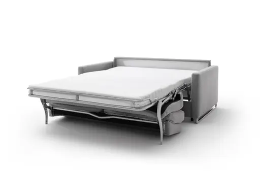 Sofa Nuoro - 2,5-Sitzer inkl. Schlaffunktion, Armlehne mit Kufe, Stoff, Grau