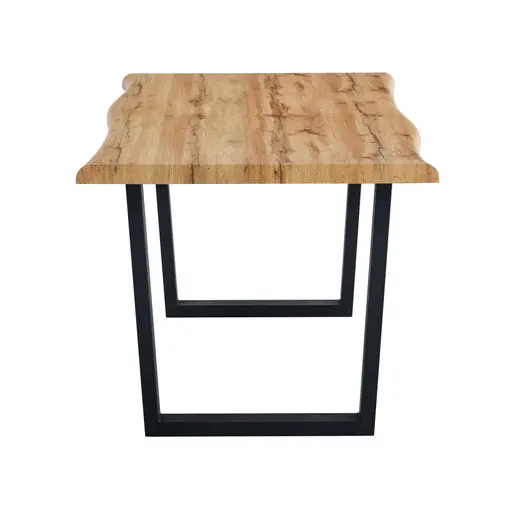 Esstisch - LB ca. 180x90 cm, Wildeiche Nachbildung, Baumkante, Schwarz