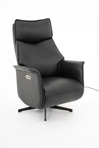 Sessel - Relaxfunktion motorisch, Leder, Schwarz