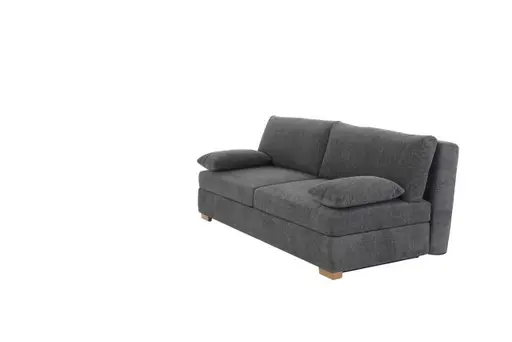 Sofa JELKO - 2-Sitzer inkl. Schlaffunktion mit Bettkasten, Stoff, Dunkelgrau