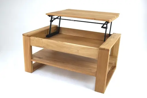 Couchtisch - höhenverstellbar, LB ca. 100x65 cm, Eiche Massiv