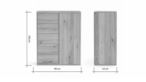 Kommode Williston - Wildeiche bianco, Front sandgestrahlt