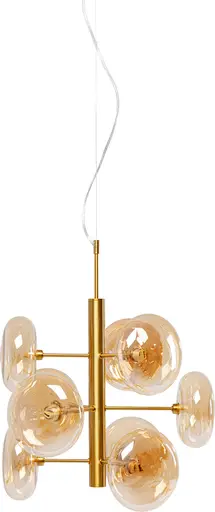 Deckenleuchte- Stahl. Messing, beschichtet, Goldfarben, Glas, beschichtet