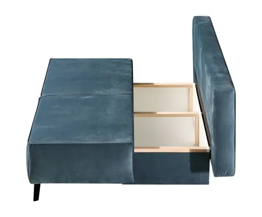 Querschläfer - Schlaffunktion mit Bettkasten, Stoff, Petrol