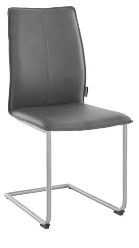 Freischwinger Stine - Leder, Anthrazit, Edelstahl gebürstet