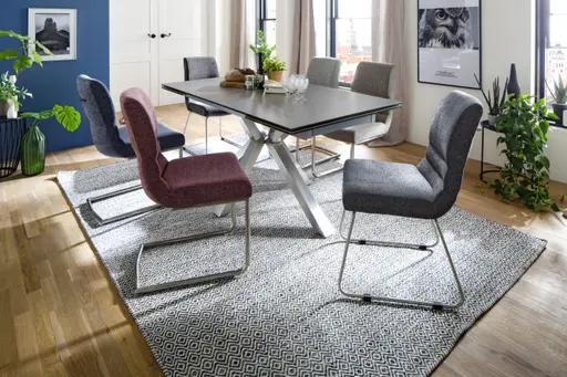 Esstisch - ausziehbar, LB ca. 160x90, Keramik, Anthrazit