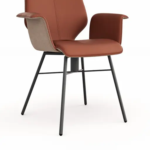 Armlehnstuhl Penthouse -  Leder, Rost, Stoff, Beige-Rost, Drehbar