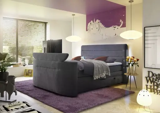 Boxspringbett JELLA MIX- Liegefläche ca. 180x200 cm, Stoff, Anthrazit