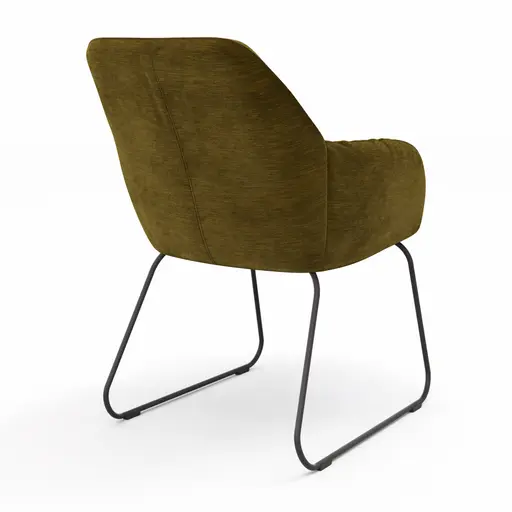 Armlehnstuhl Noli - Stoff, Olivgrün, Kufe