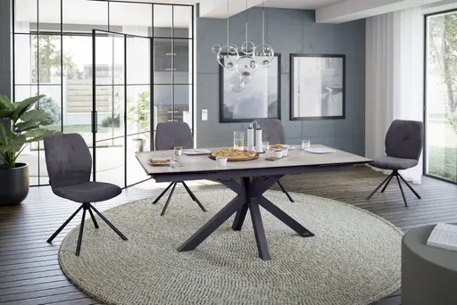 Stuhl MANOA - drehbar, Stoff, Dunkelgrau