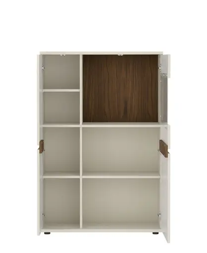 Vitrine - B ca. 90 cm, Kaschmir, Nussbaum Nachbildung