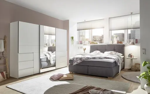 Boxspringbett JORINA MIX- Liegefläche ca. 180x200 cm, Stoff, Dunkelgrau