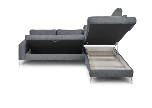 Ecksofa CALM 2.0 - 2,5-Sitzer mit Ecke rechts, Schlaffunktion mit Bettkasten, Stoff, Anthrazit